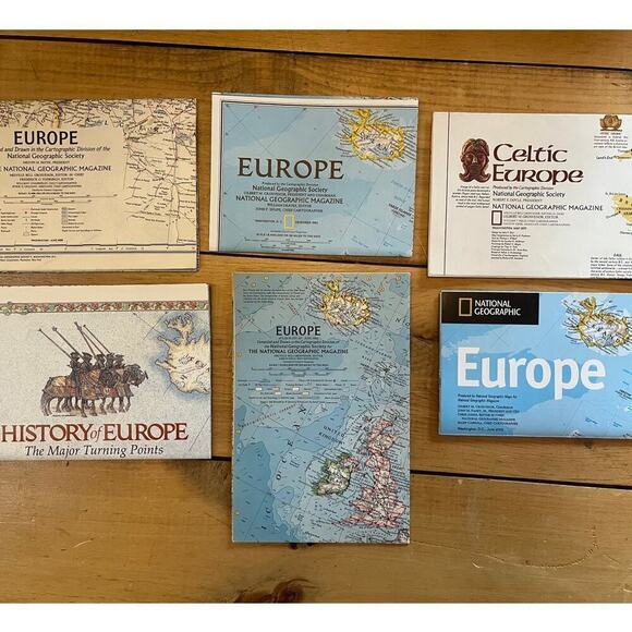 Lot of 6 Vintage National Geographic Maps/Posters Europe. History. Celtic Europe - Picture 1 of 4